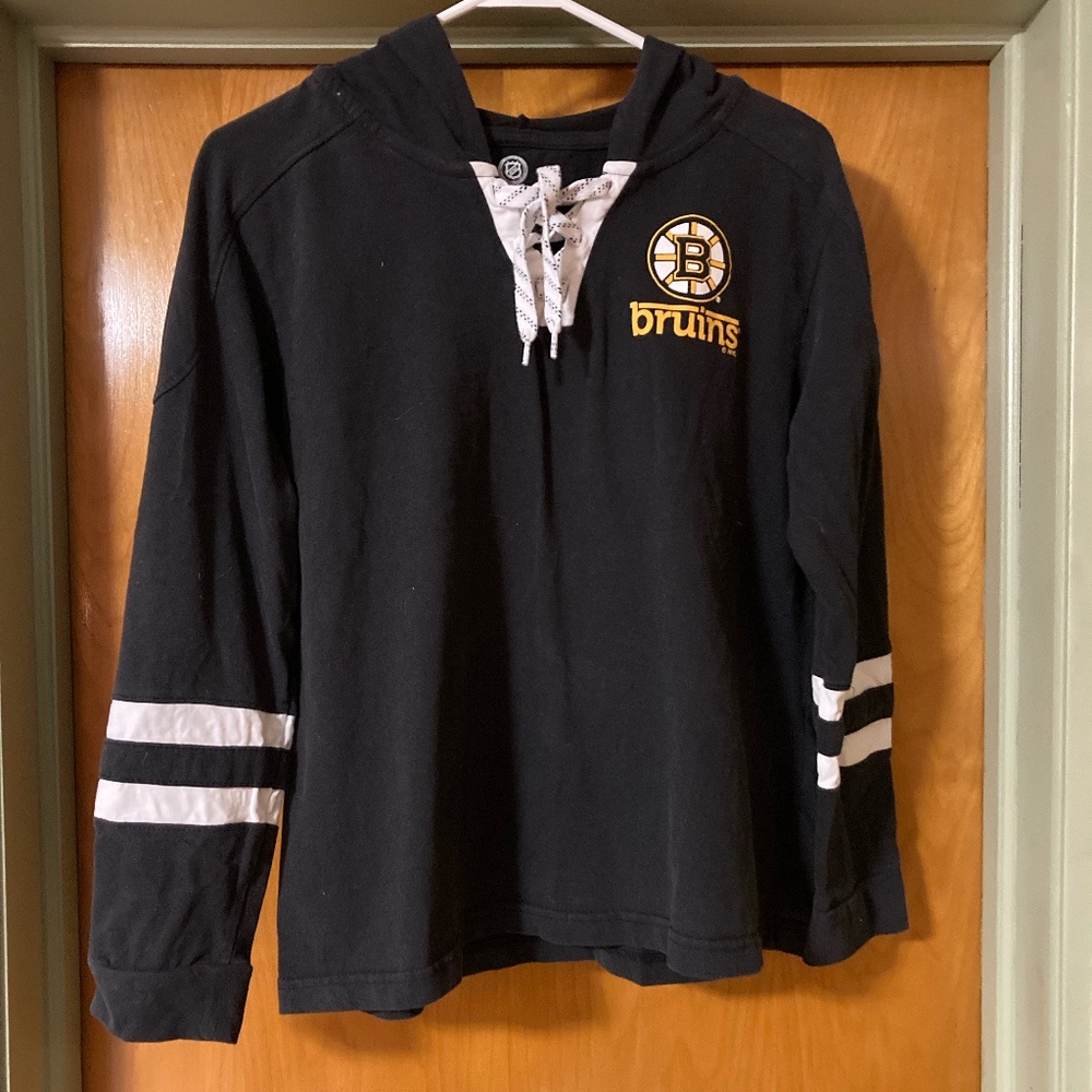 NHL Boston Bruins Lace Up Hoodie Size Large 12/14 100% cotton